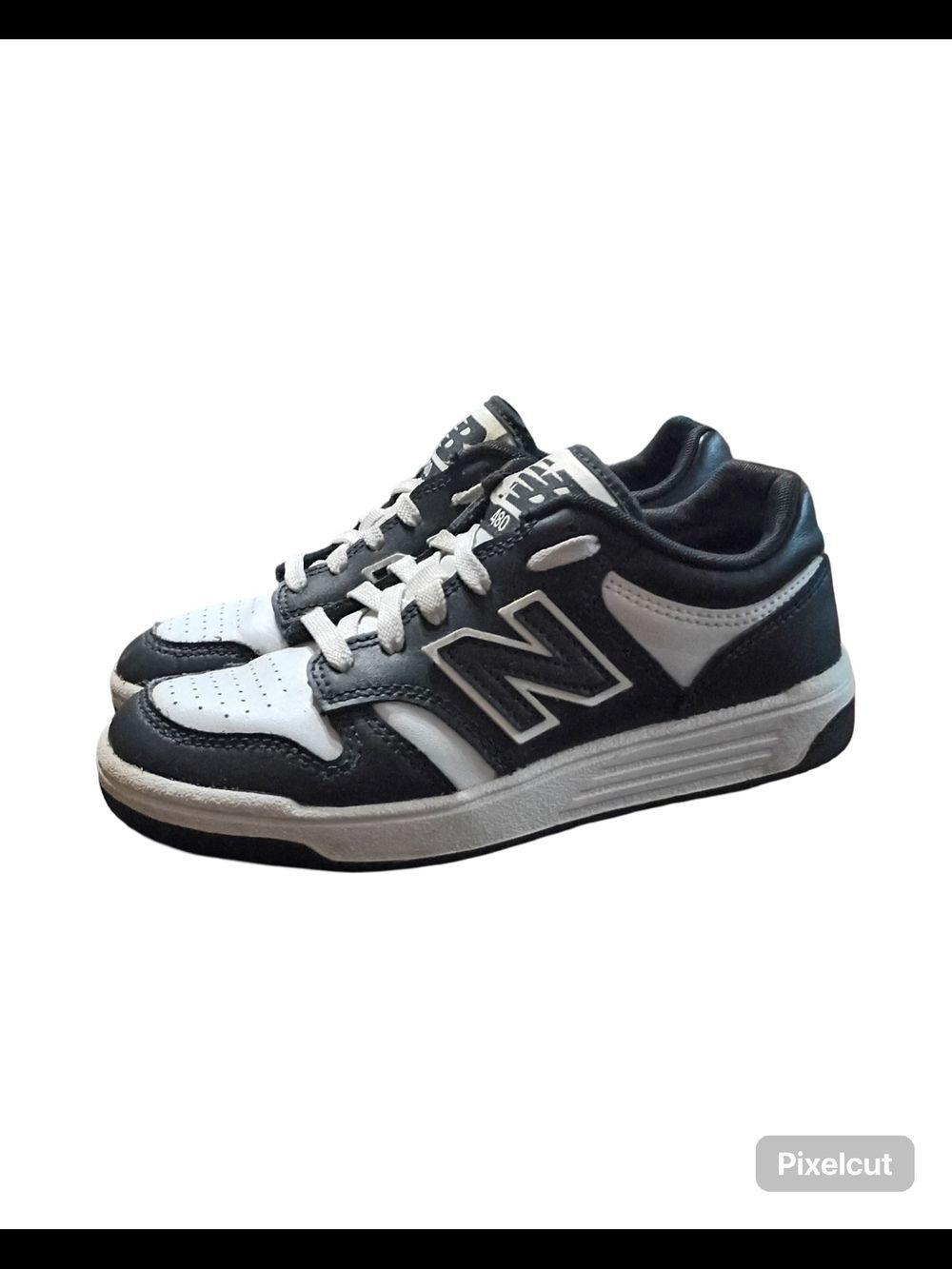 New Balance 480 Leather Sneakers in Black & White | Size 1 Youth - Picture 3 of 6